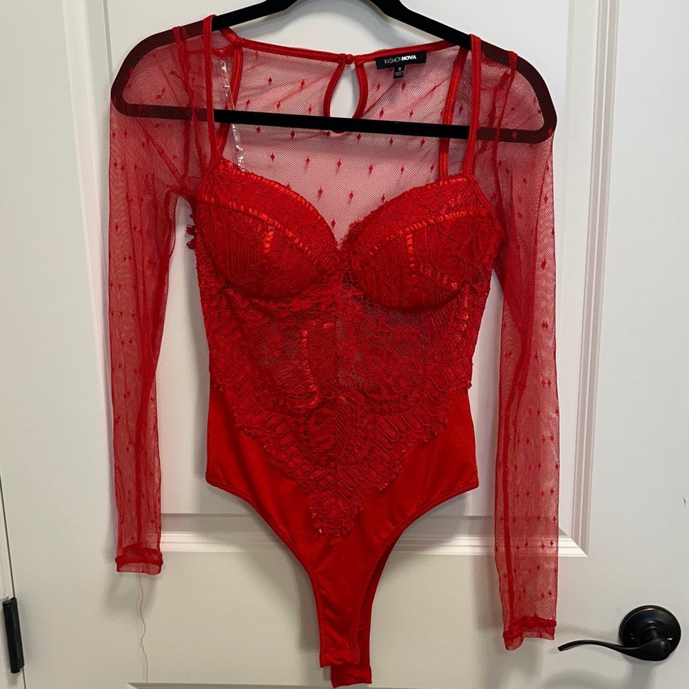 Fashion Nova Scarlet Lace Bodysuit